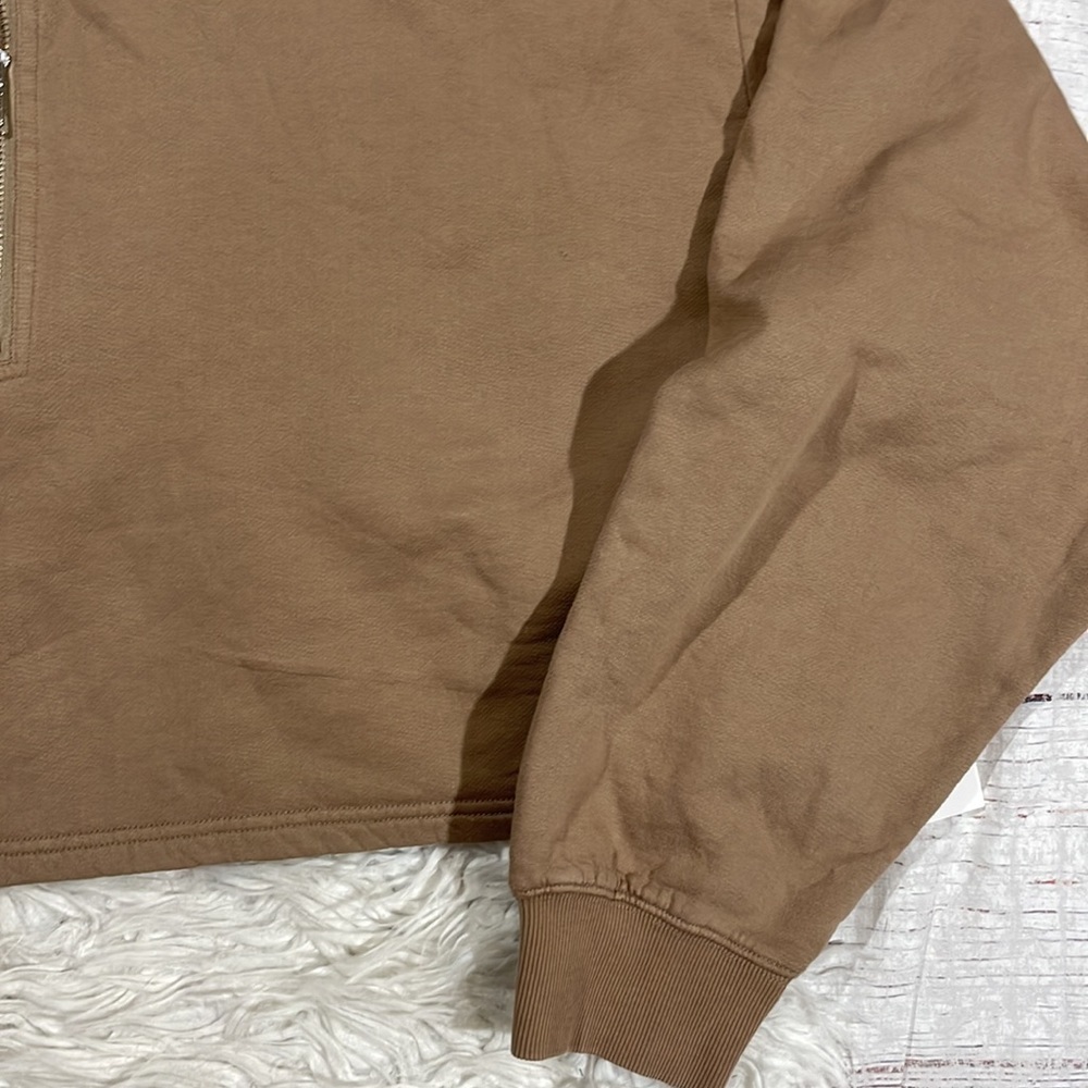 Good American Brown Quarter Zip Athletic Crop Pullover Sweater 4X | Athleisure - Picture 6 of 9